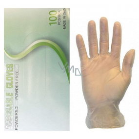 Disposable Gloves Rukavice Vinyl jednorázové nepudrované pravolevé velikost M box 100 kusů