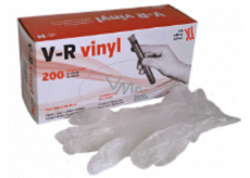 V-R Rukavice Vinyl jednorázové bezprašné pravolevé velikost XL box 200 kusů