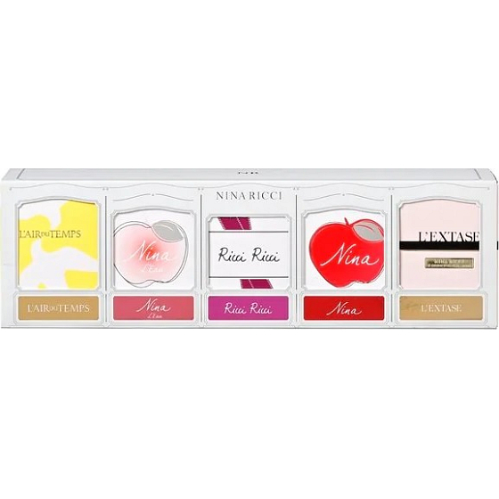 Nina Ricci Collection L Air du Temps toaletní voda 4 ml + Nina L Eau toaletní voda 4 ml + Ricci Ricci parfémovaná voda 4 ml + Nina toaletní voda 4 ml + L Extase parfémovaná voda 4 ml, mini dárková sada