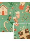 Nekupto Dárkový balicí papír vánoční 70 x 150 cm Zelený stromky, dárečky, rukavice