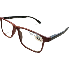 Berkeley Čtecí dioptrické brýle +4,0 plast červené, černé kárované postranice 1 kus MC2250