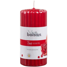 Bolsius Aromatic True Scents Pomegranate - Granátové jablko vonná svíčka válec rýhovaný 60 x 12 mm