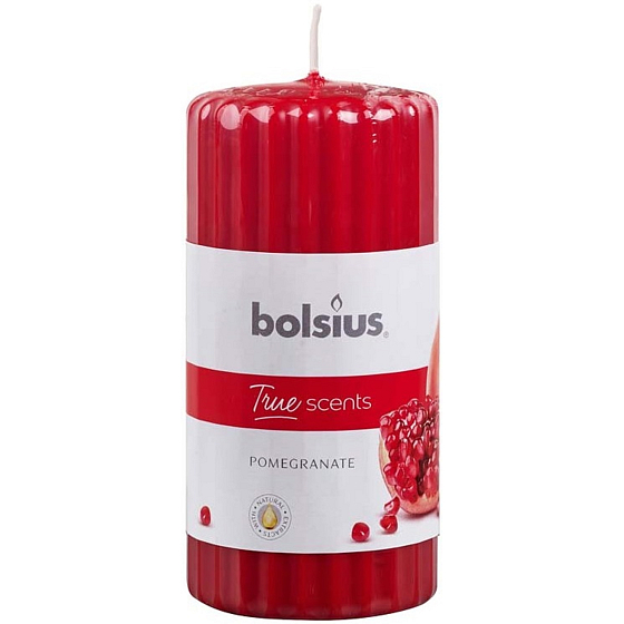 Bolsius Aromatic True Scents Pomegranate - Granátové jablko vonná svíčka válec rýhovaný 60 x 12 mm