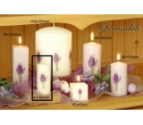 Lima Květina Levandule vonná svíčka bílá s obtiskem levandule válec 40 x 90 mm 1 kus