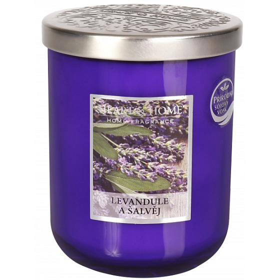 Heart & Home Levandule a šalvěj Sojová svíčka velká hoří až 75 hodin 340 g