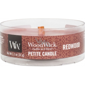 WoodWick Redwood - Santalové dřevo vonná svíčka s dřevěným knotem petite 31 g