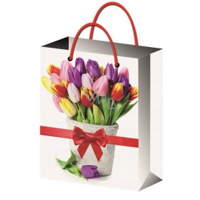 Anděl Dárková papírová taška 32 x 26 x 12,7 cm tulipány