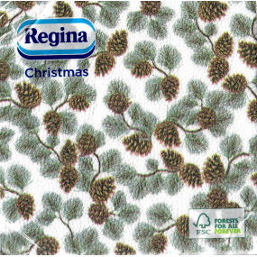 Regina Papírové ubrousky 1 vrstvé 33 x 33 cm 20 kusů Vánoční Borovice-šišky