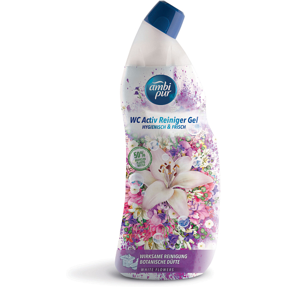 Ambi Pur WC Active Gel Bílé Květy WC čistič, 750 ml