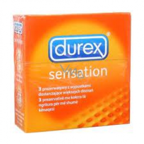 Durex Sensation kondom s výstupky pro větší stimulaci nominální šířka: 52 mm 3 kusy