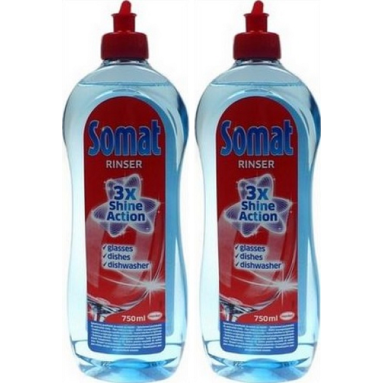 Somat Rinser 3x Shine Action oplachovací prostředek do myčky na nádobí 2 x 750 ml