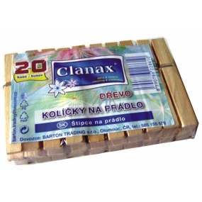 Clanax Kolíčky na prádlo dřevěné 20 kusů