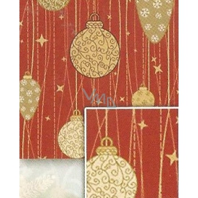Nekupto Dárkový balicí papír 70 x 200 cm Vánoční Červený podklad, zlaté ozdoby
