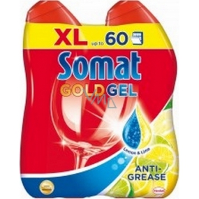 Somat Gold Gel Anti-Grease Lemon & Lime gel s aktivním odmašťovačem 2 x 600 ml