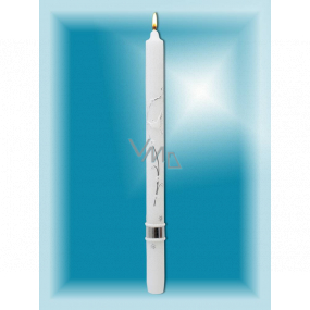 Lima Kostelní křestní svíčka bílá se stříbrným zdobením č. 1001 25 x 360 mm 1 kus