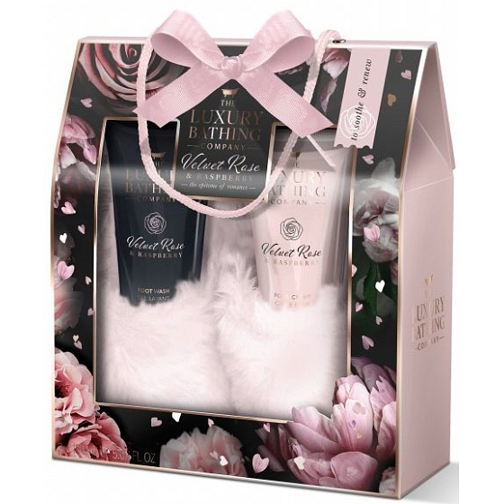 Grace Cole Supreme Soothers mycí gel na chodidla 150 ml + krém na chodidla 150 ml + stylové bačkory, kosmetická sada