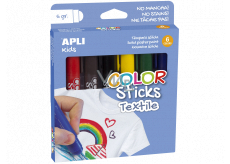 Apli Color Sticks temperové barvy na textil mix barev 6 x 6 g, sada