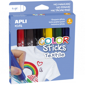 Apli Color Sticks temperové barvy na textil mix barev 6 x 6 g, sada