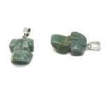 Chalcedon zelený Žába pro štěstí přívěsek přírodní kámen cca 20 x 15 mm, kámen lásky, radosti