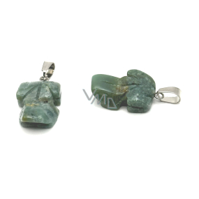 Chalcedon zelený Žába pro štěstí přívěsek přírodní kámen cca 20 x 15 mm, kámen lásky, radosti