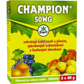 Biom Champion 50 WG fungicidní a baktericidní přípravek na ochranu rostlin 3 x 20 g 22080074 8/2026