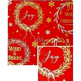 Nekupto Dárkový balicí papír vánoční 70 x 1000 cm Tmavě červený, nápis Merry & Bright