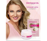 Dermacol Collagen Plus Intensive Rejuvenating intenzivní omlazující denní krém 50 ml + zpevňující a hydratační textilní maska 1 kus, kosmetická sada pro ženy