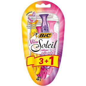 BIC Miss Soleil Color Collection, dámská jednorázová holítka, 4 ks BIC Miss Soleil Color Collection, dámská jednorázová holítka, 4 ks