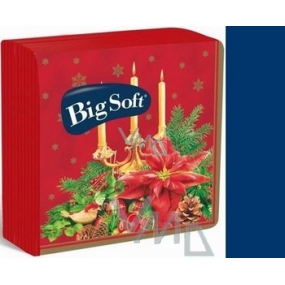 Big Soft Papírové ubrousky 2 vrstvé 33 x 33 cm 20 kusů Vánoční Svícen modré
