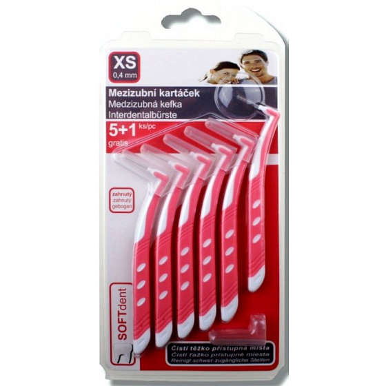 Soft Dent mezizubní kartáček zahnutý XS 0,4 mm 6 kusů