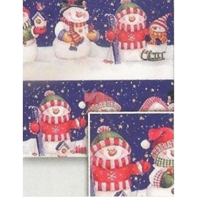 Nekupto Dárkový balicí papír 70 x 200 cm Vánoční Modrý podklad, sněhulák