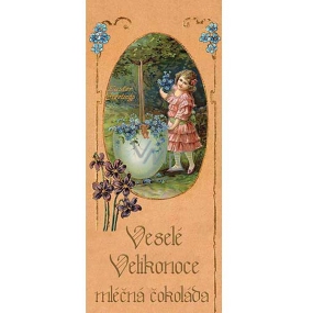Bohemia Gifts Mléčná čokoláda Veselé Velikonoce dívka s květy, dárková 100 g