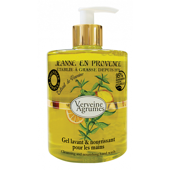 Jeanne en Provence Verveine Agrumes - Verbena a Citrusové plody mycí gel na ruce dávkovač 500 ml