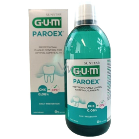 Gum Paroex ústní voda, výplach CHX 0,06% pro profesionální kontrolu plaku a dlouhodobou ochranu dásní při prvních projevech zánětu dásní 500 ml