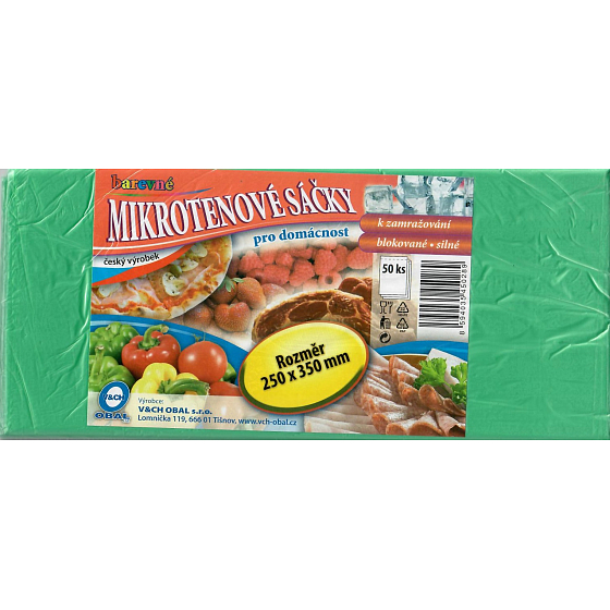 V&CH Obal Mikrotenové sáčky barevné pro domácnost k zamražování, blokované, silné 250 x 350 mm 50 kusů