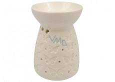 Aromalampa porcelánová bílá s motýlky 11 cm