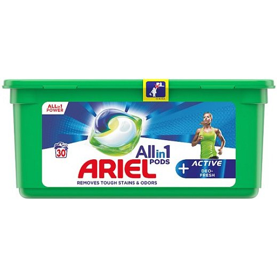 Ariel All in 1 Pods Active Deo-Fresh gelové kapsle na praní prádla 30 kusů 753 g