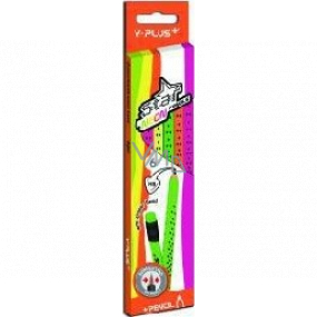 Y-Plus+ Star Neon grafitové tužky s pryží trojhranné 8 mm 6 kus mix neon barev