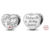 Charm Sterlingové stříbro 925 Sestra v mém srdci, korálek srdce na náramek rodina