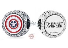 Charm Sterlingové stříbro 925 Marvel The Avengers, Captain America štítové kouzlo, korálek na náramek film