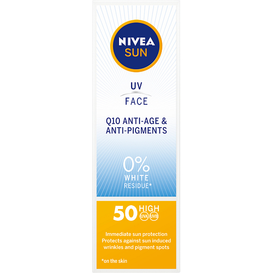 Nivea Sun OF 50 Q10 UV & Face pleťový krém na opalování proti vráskám, 50 ml