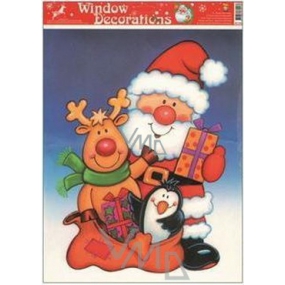 Okenní fólie bez lepidla barevná Santa, sob a dárky 43 x 30 cm 1 kus 203