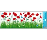 Okenní fólie bez lepidla louka vlčí mák pruh 60 x 22, 5 cm