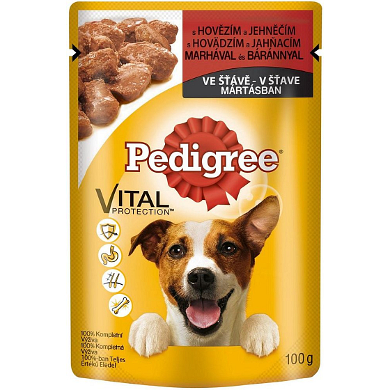 Pedigree Vital Protection s hovězím a jehněčím masem ve šťávě kapsička 100 g