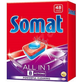 Somat All In 1 8 Actions tablety do myčky se silou kyseliny citrónové pro čisté a zářivé nádobí 48 kusů