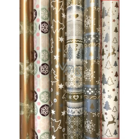 Zoewie Dárkový balicí papír 70 x 500 cm Vánoční bílý stříbrno, zlato, měděný strom a jelen