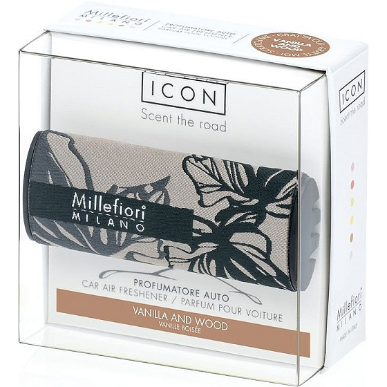 Millefiori Milano Icon Vanilla & Wood - Vanilka a Dřevo vůně do auta Textil Geometric voní až 2 měsíce 47 g