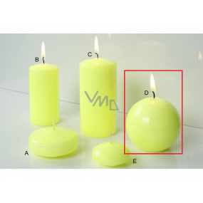 Lima Reflex fosforově žlutá svíčka koule 80 mm 1 kus