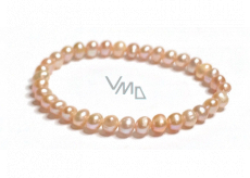 Perla fialová nepravidelná náramek elastický přírodní kámen, kulička 5 x 4 mm / 16 - 17 cm, symbol ženskosti, přináší obdiv