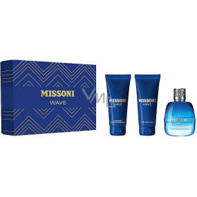 Missoni Wave toaletní voda 100 ml + sprchový gel 150 ml + balzám po holení 100 ml, dárková sada pro muže